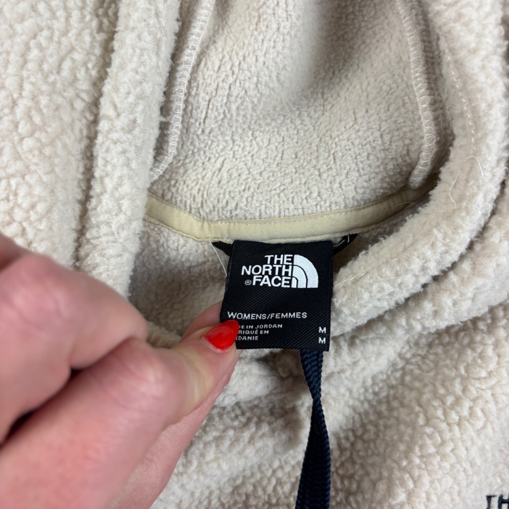THE NORTH FACE Women’s Cream White Sherpa Hooded Pullover w/Navy Size: medium - Picture 4 of 9